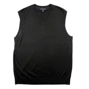 Banana Republic Sweater Vest Mens Large Black Silk Cashmere V-Neck Luxury Preppy